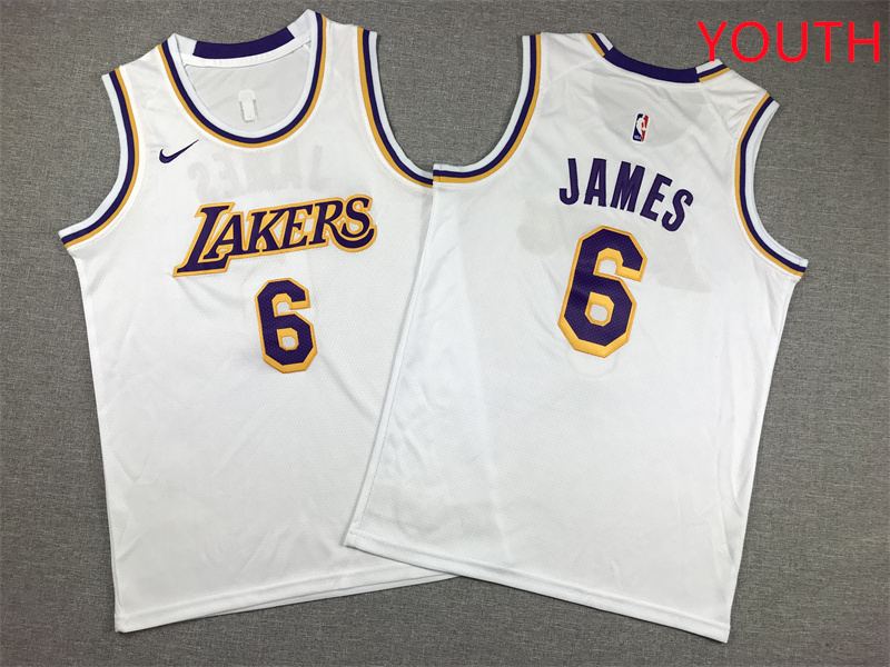 Youth Los Angeles Lakers 6 James White Nike 2025 NBA Jersey style 2